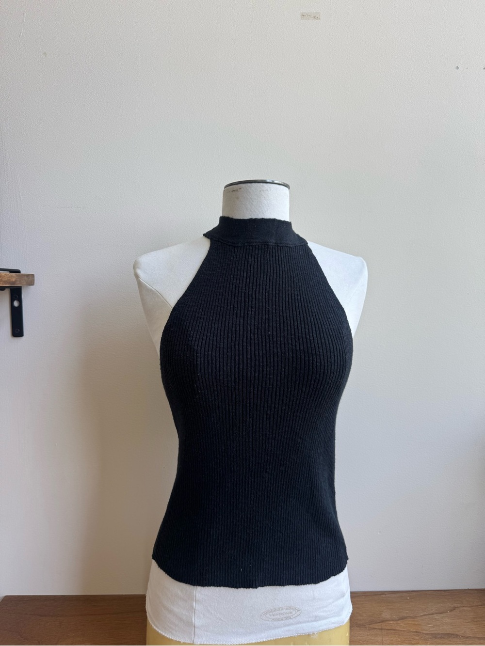 Free People Black Ribbed Halter Tank